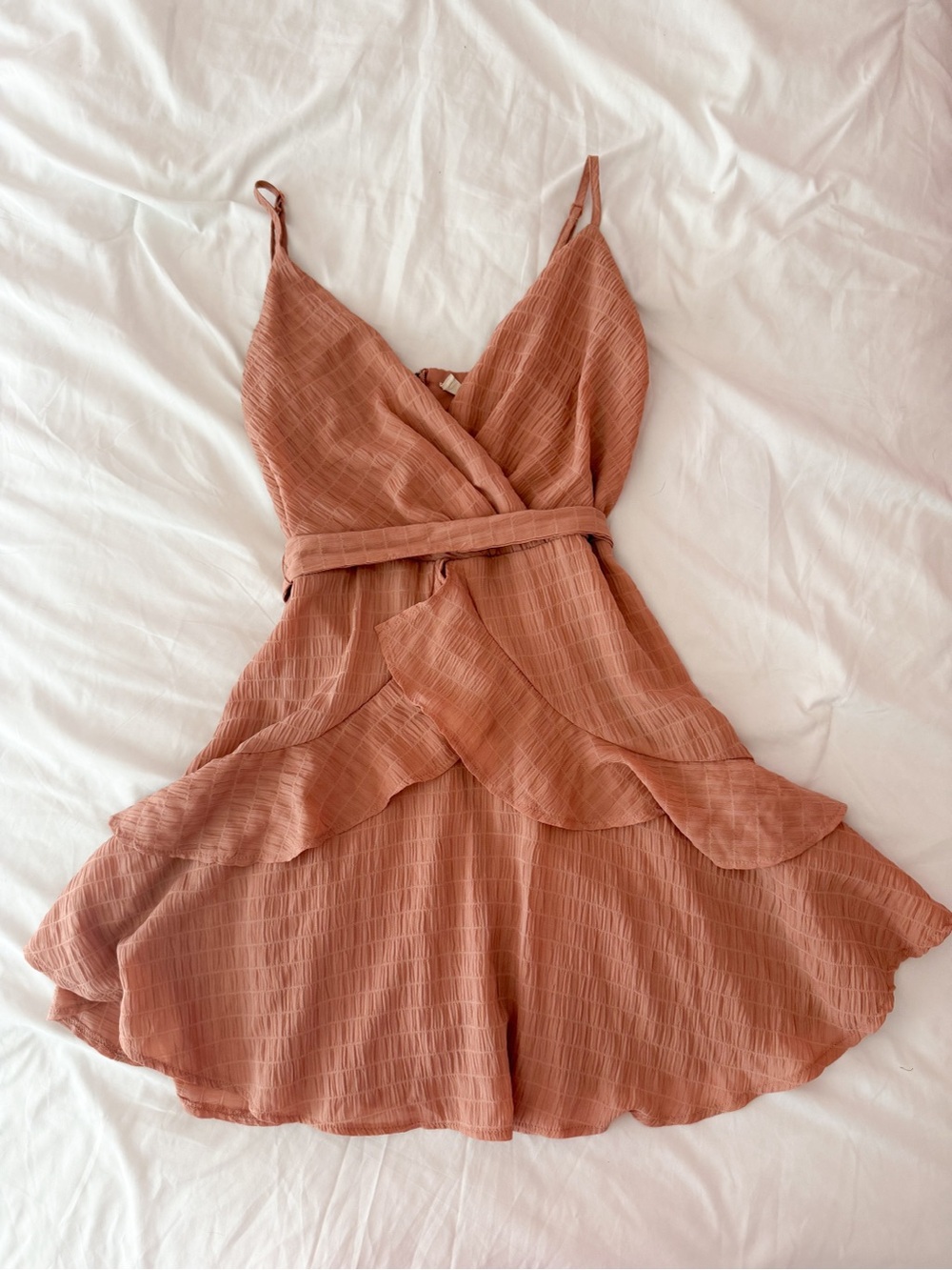 Altar’d State Janelle Dusty Mauve Ruffle Mini Dress Size Small